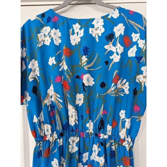 J. Crew Mercantile High‎ Low Faux Wrap Dress women's size Medium Blue floral - Picture 11 of 11